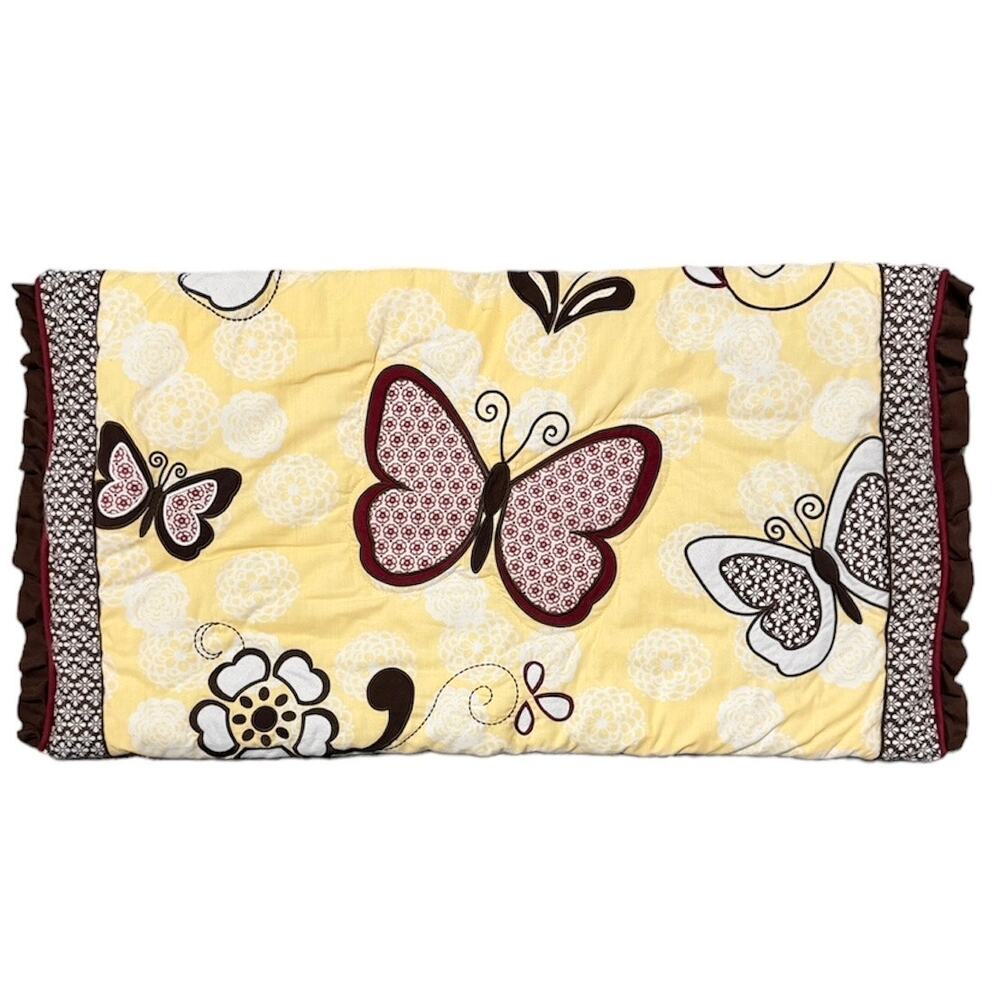COCALO © Butterflies & Flowers Yellow & Brown Baby Nursery Large Sham 37” x‎ 20”